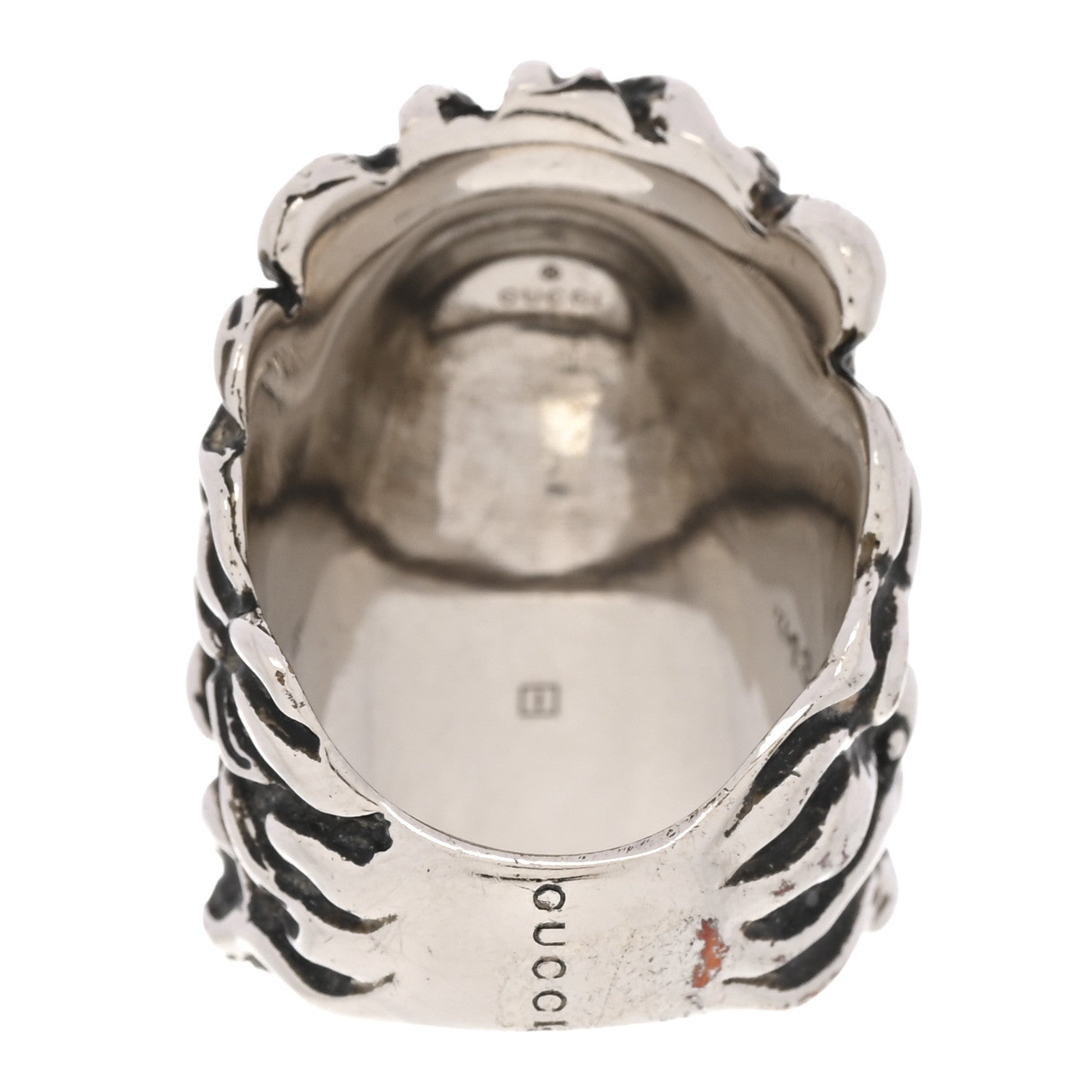 Gucci Metal Crystal Lion Head Ring 53 6.25 Pink Silver 3 of 5