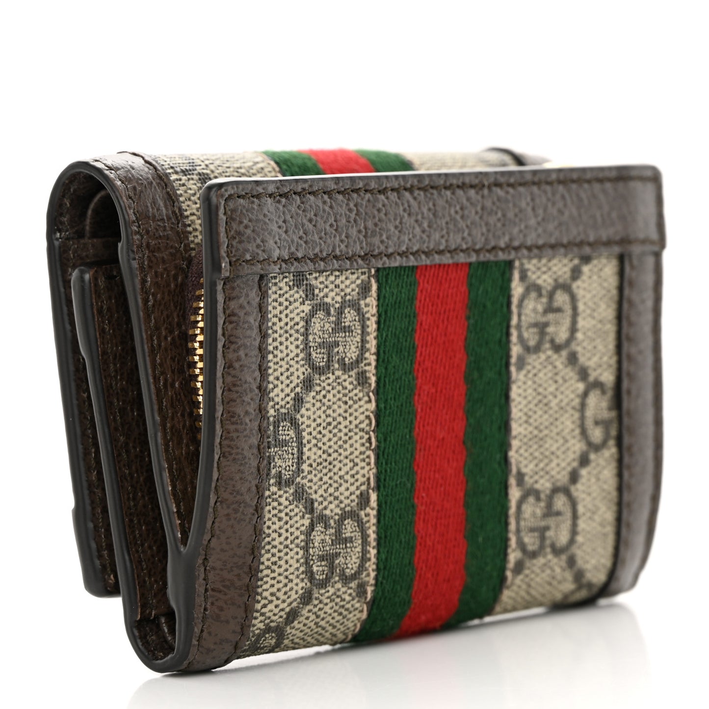GG Supreme Monogram Web Ophidia Bi-Fold Wallet Beige New Acero