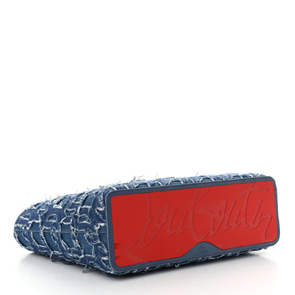 Christian Louboutin Denim Embroidered Spikes East West Cabata Tote Blue 5 of 12