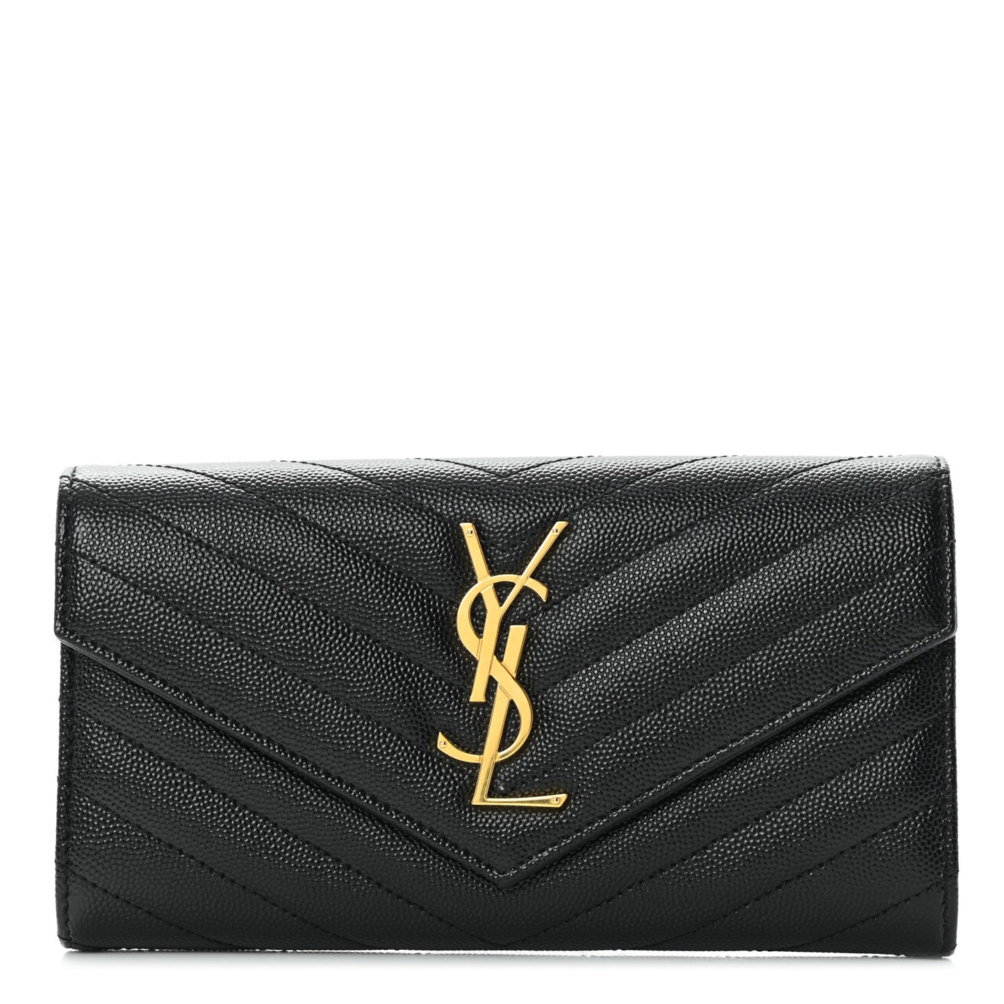 Grain De Poudre Matelasse Chevron Monogram Flap Wallet Black