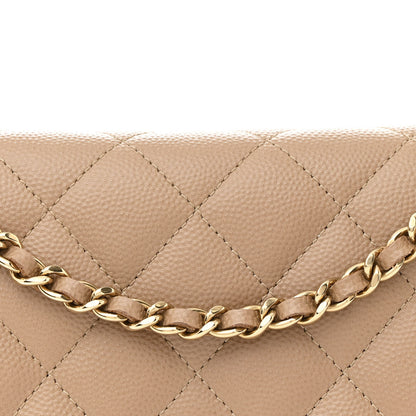 Chanel Caviar Quilted Wallet on Chain WOC Dark Beige 9 of 12
