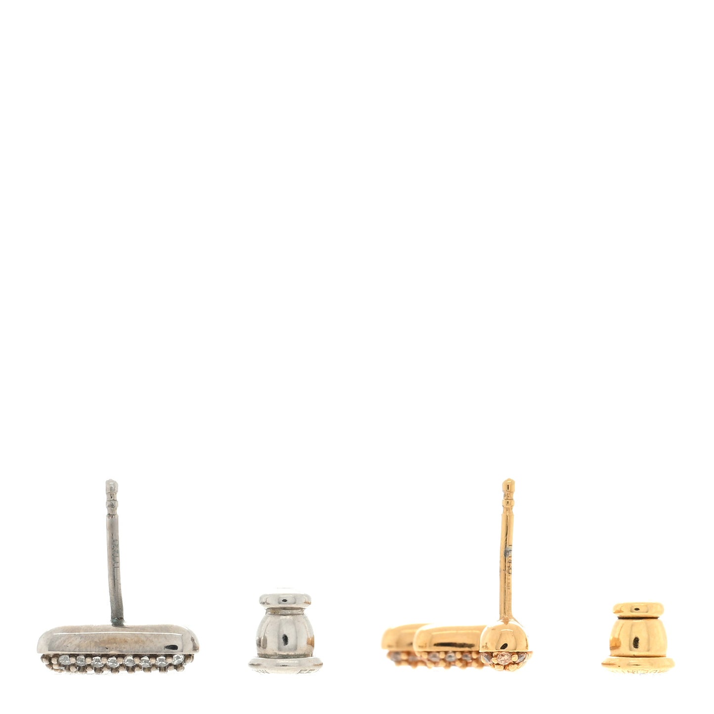 Metal Crystal FF Stud Earrings Gold Silver