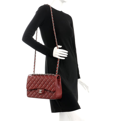 Chanel Caviar Quilted Jumbo Double Flap Dark Red 2 of 10