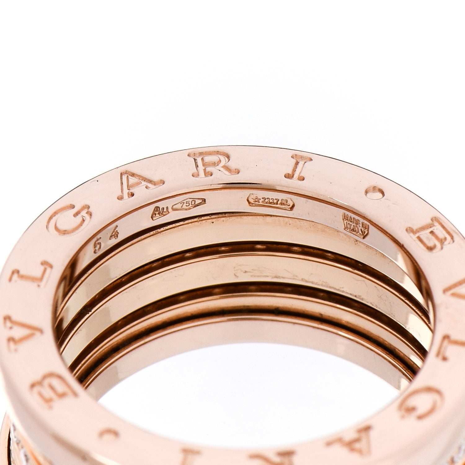 Bulgari 18K Rose Gold Diamond Pave B.Zero1 Four-Band Ring 54 6.75 4 of 5