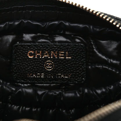 Chanel Caviar Camellia Embossed Small Cosmetic Case Black 6 of 8