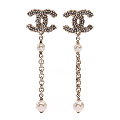 Chanel Pearl CC Drop Earrings Gold 1 of 4