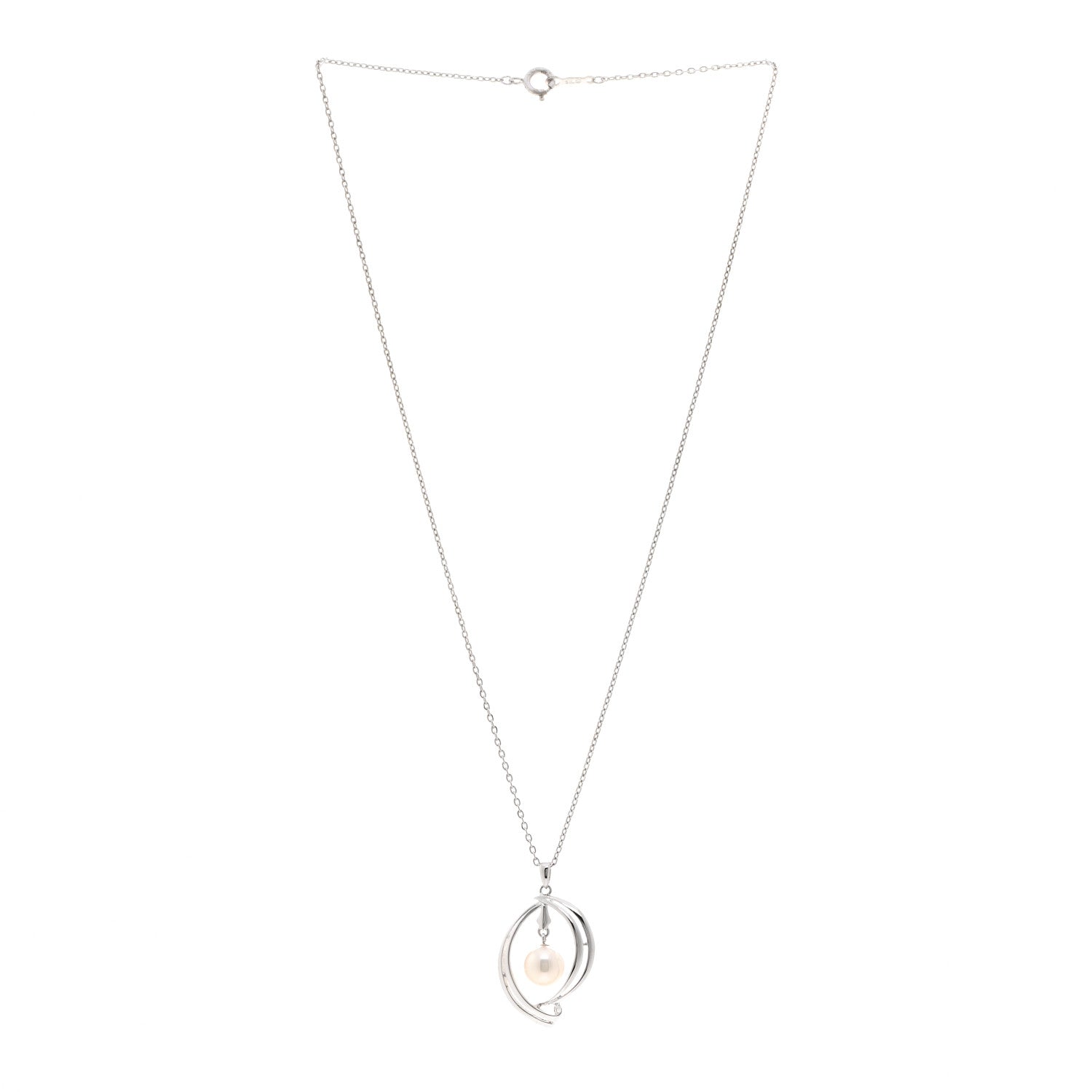 Mikimoto Sterling Silver Akoya Pearl 7-8mm Pendant Necklace 3 of 4