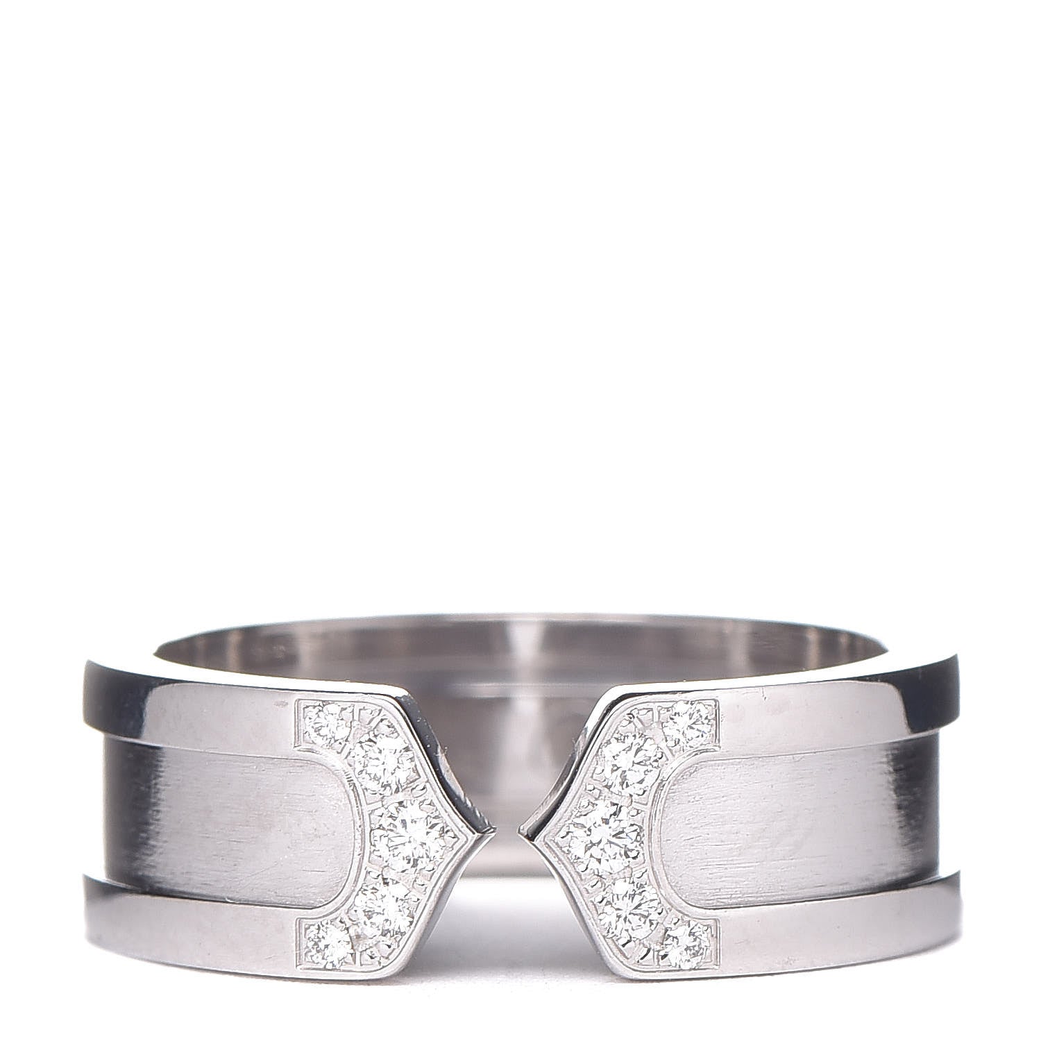 Cartier 18K White Gold Diamond 6.5 De Ring 52 6 1 of 6