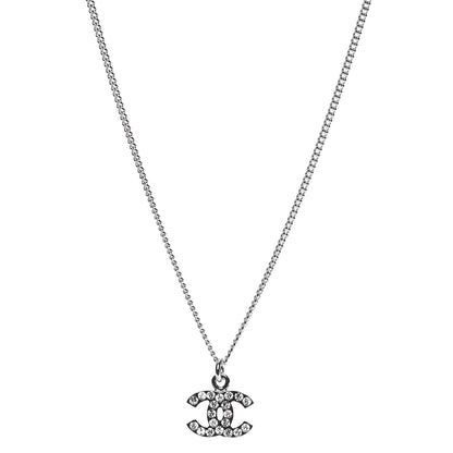 Chanel Crystal Timeless CC Necklace Silver 1 of 6