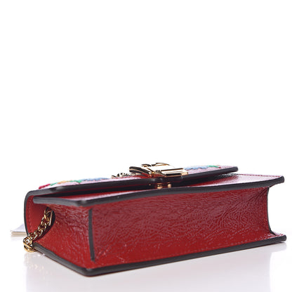 Gucci Patent Embroidered Super Mini Sylvie Chain Shoulder Bag Hibiscus Red 4 of 11