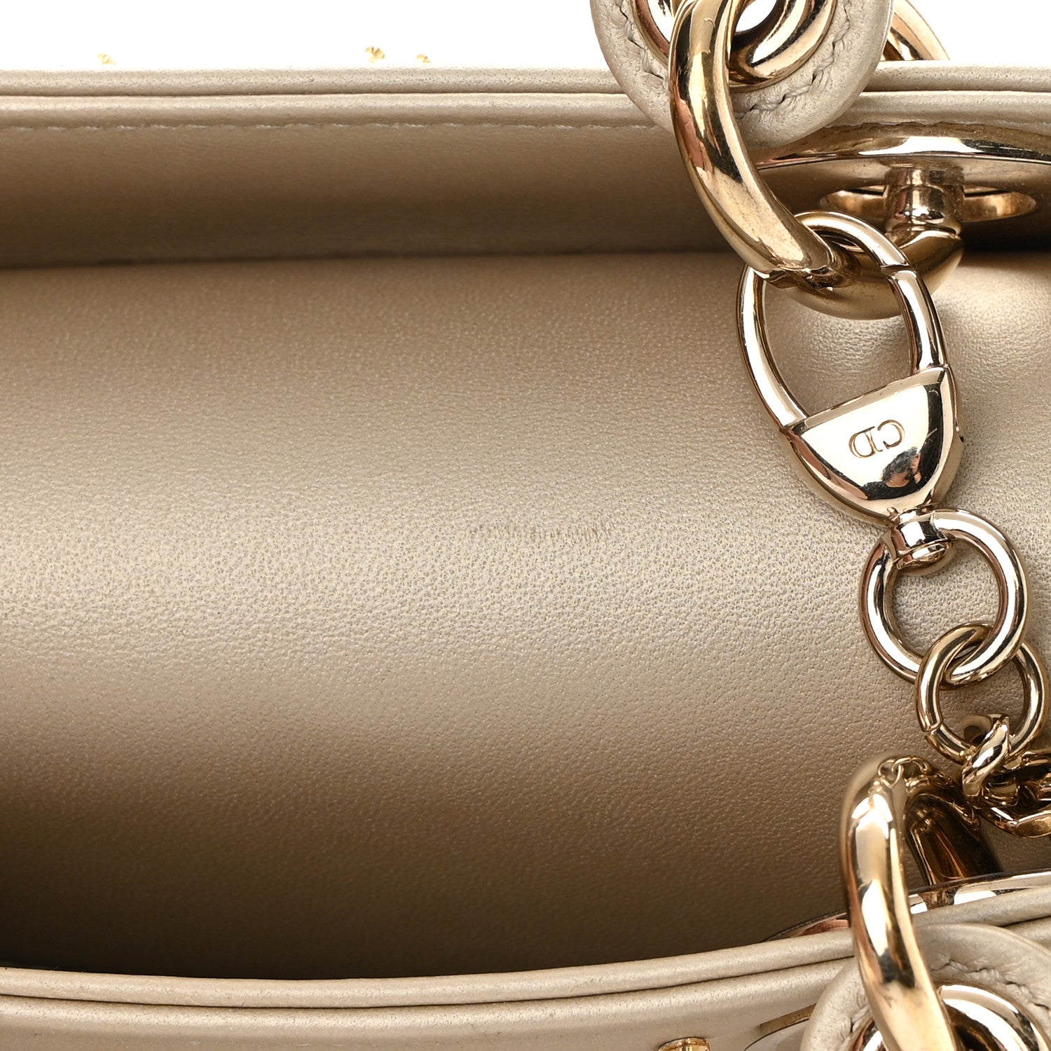 Christian Dior Metallic Lambskin Crystal Cannage Mini Lady Dior Platinum 13 of 14