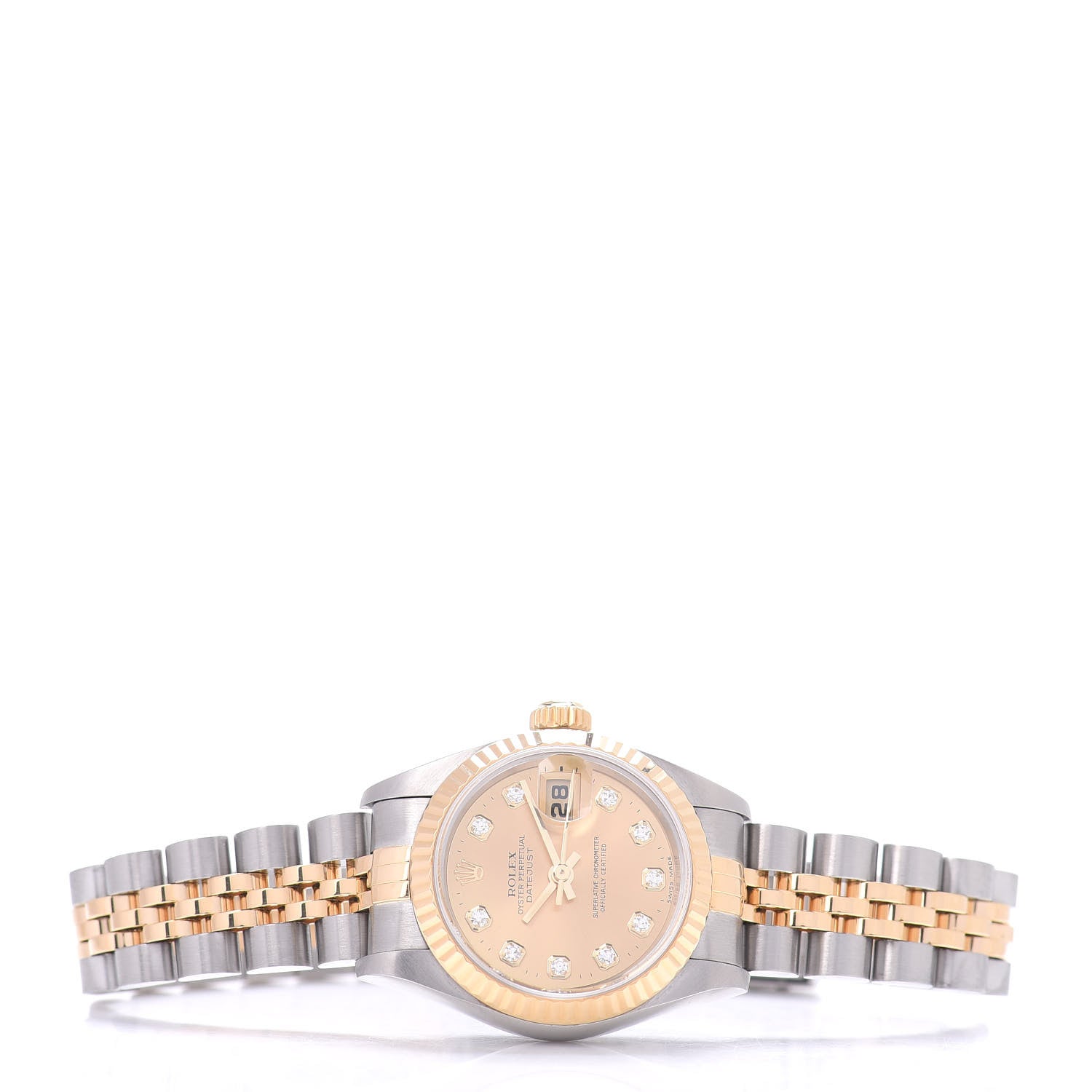 Rolex Stainless Steel 18K Yellow Gold Diamond 26mm Oyster Perpetual Datejust Watch Champagne 79173 2 of 4