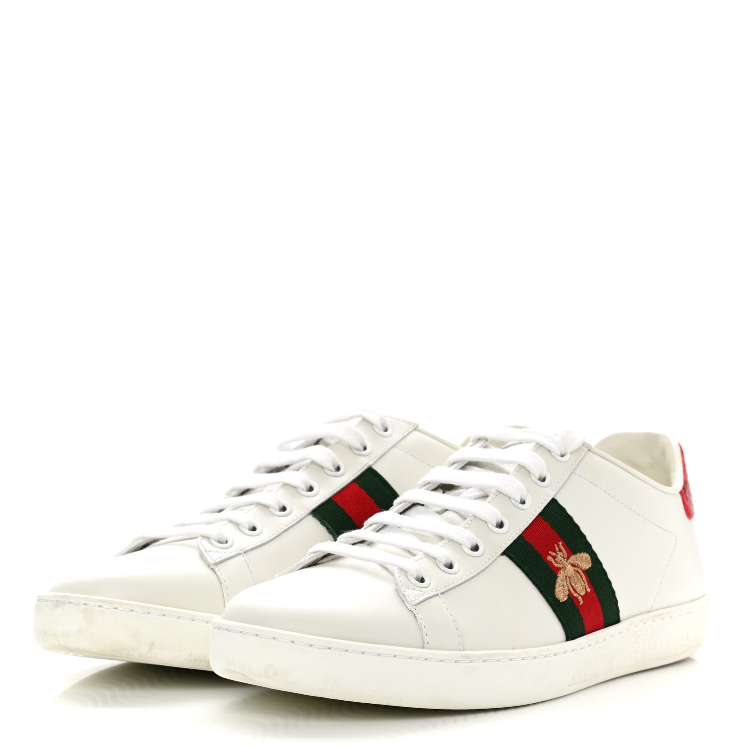 Gucci Calfskin Ayers Bee Embroidered Womens Ace Sneakers 38.5 White Green 5 of 11