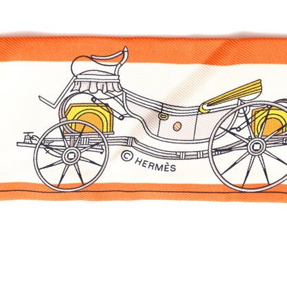 Hermes Silk Les Voitures Nouvelle Twilly Orange Beige Gris 3 of 4