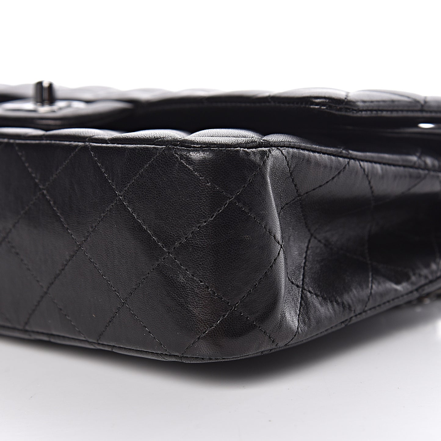 Lambskin Quilted Medium Double Flap Black