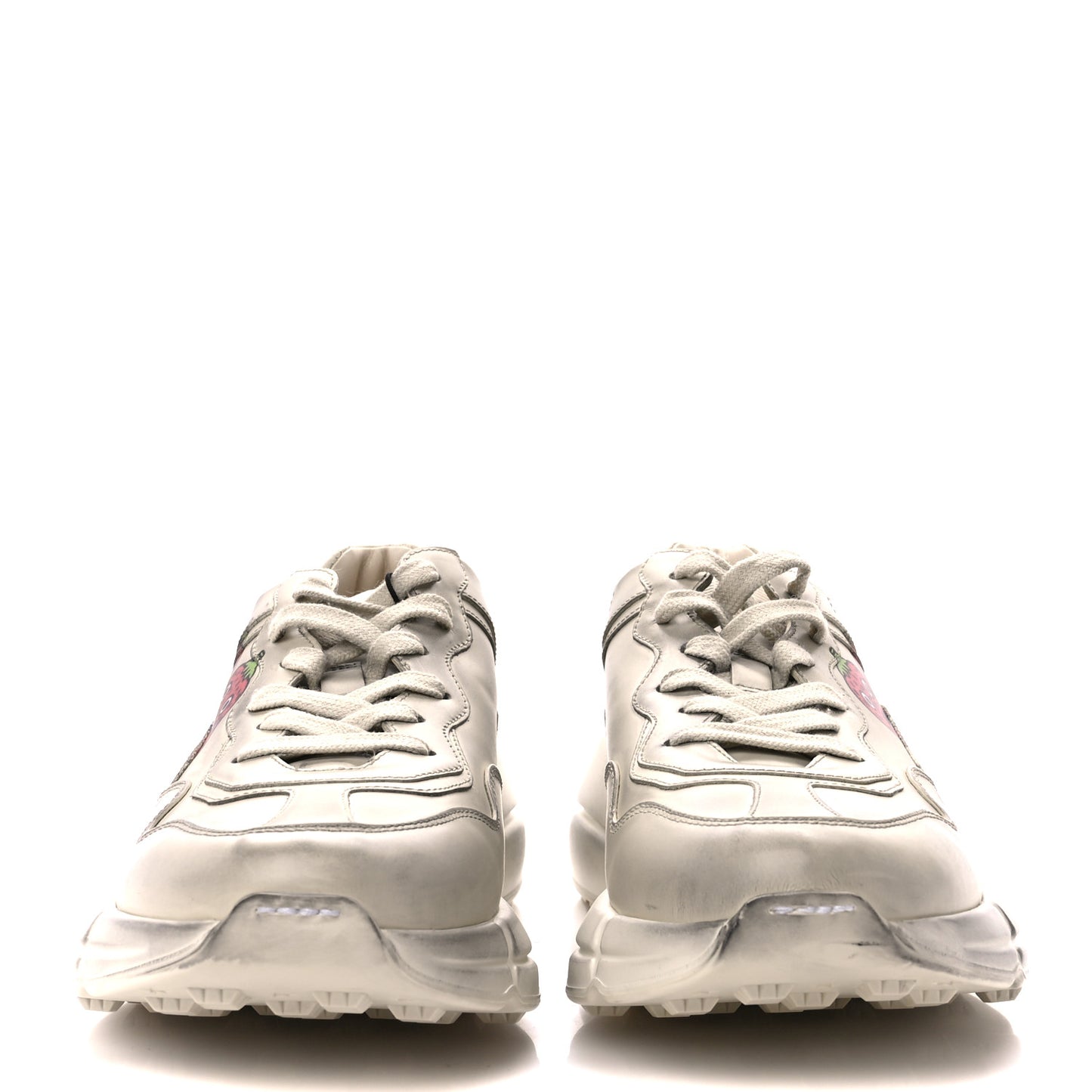 X PABLO DELCIELO Apollo Calfskin Strawberry Print Womens Rhyton Sneakers 41 Ivoire