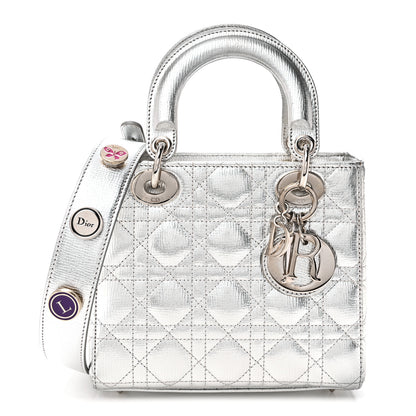 Christian Dior Metallic Grained Calfskin Cannage Small My ABCDior Lady Dior Silver 1 of 9