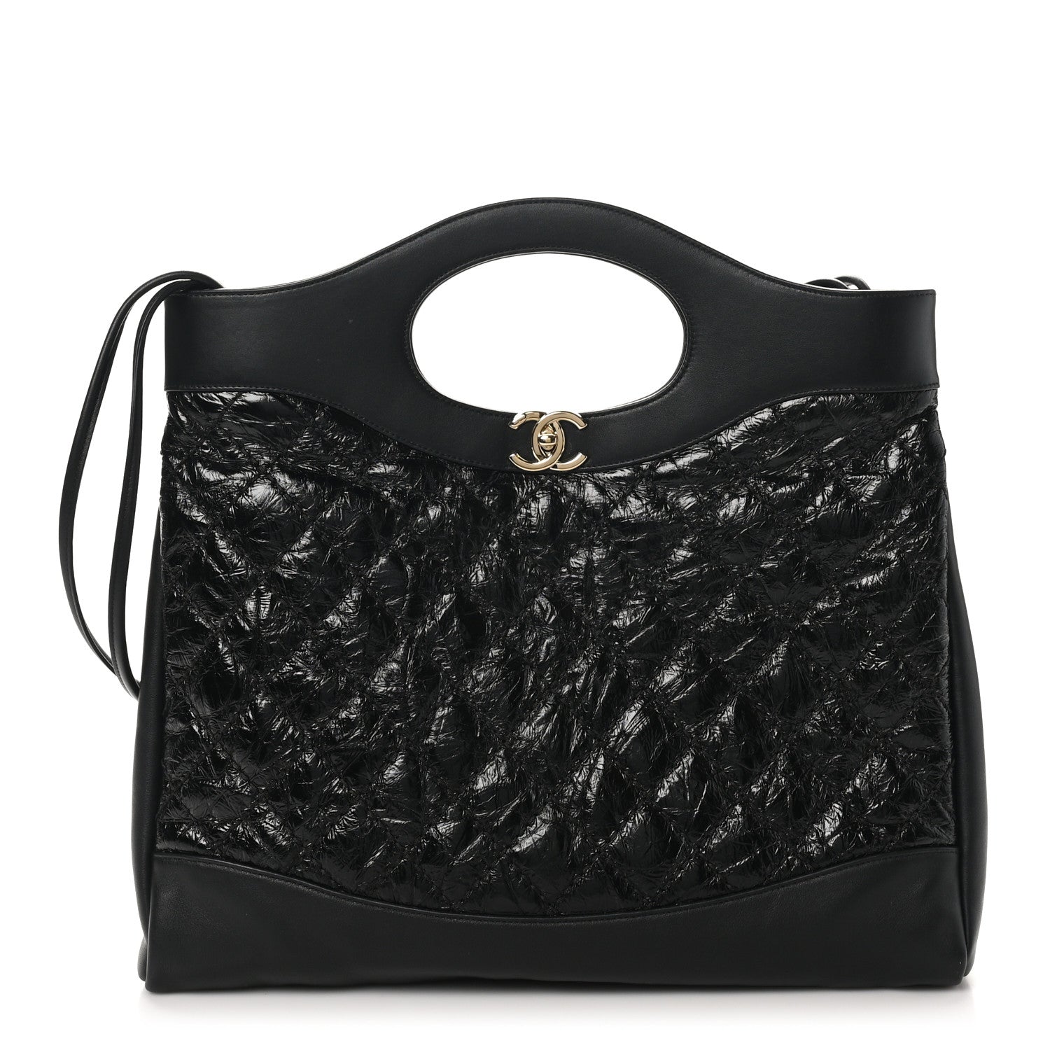 Chanel Crumpled Calfskin Quilted 31 Large Shopping Bag Black 1 of 10