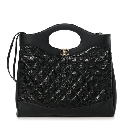 Chanel Crumpled Calfskin Quilted 31 Large Shopping Bag Black 1 of 10