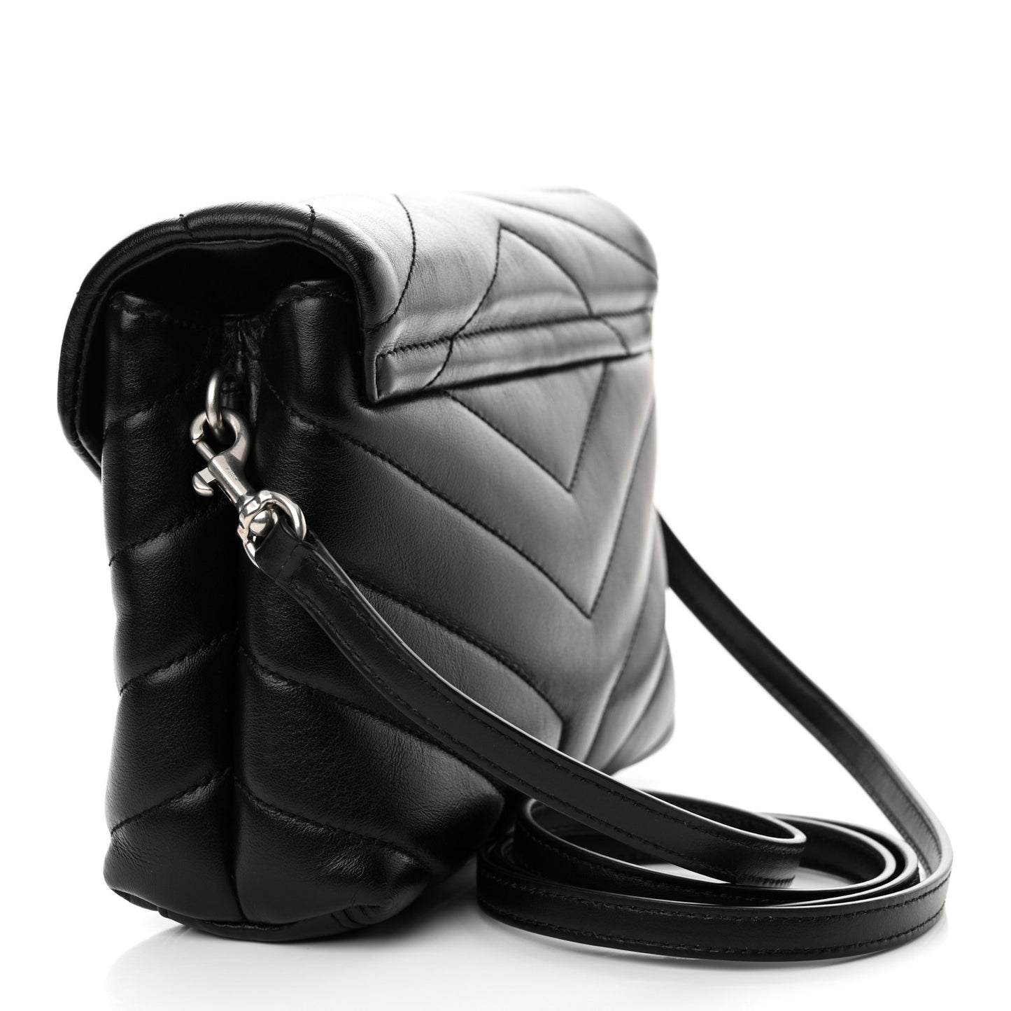 Calfskin Y Quilted Monogram Toy Loulou Crossbody Bag Black