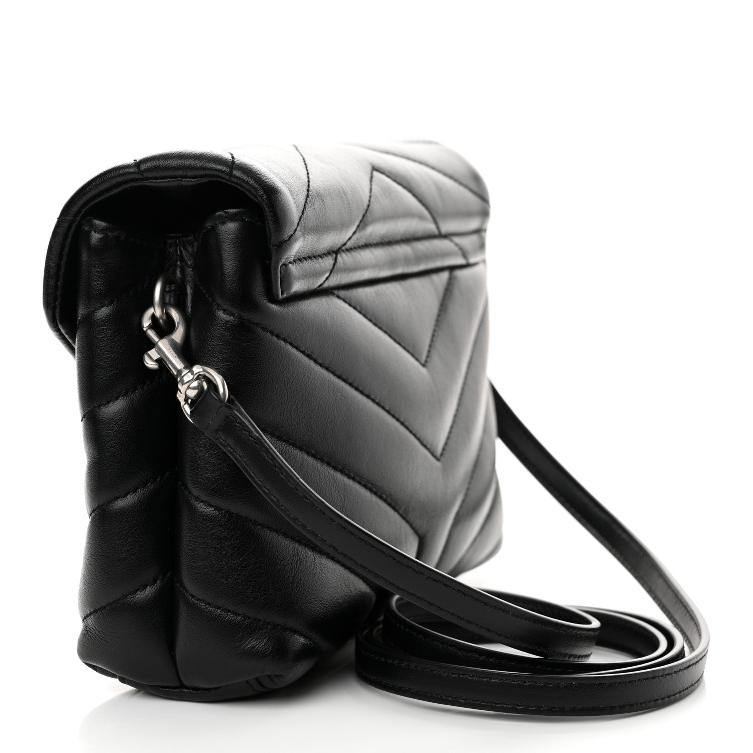 Saint Laurent Calfskin Y Quilted Monogram Toy Loulou Crossbody Bag Black 3 of 10