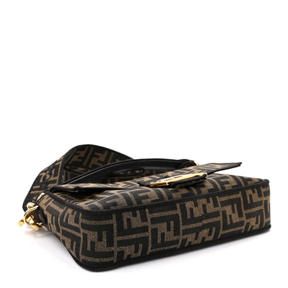 Fendi Fabric Jacquard FF 1974 Medium Baguette Tobacco Moro Black 4 of 10