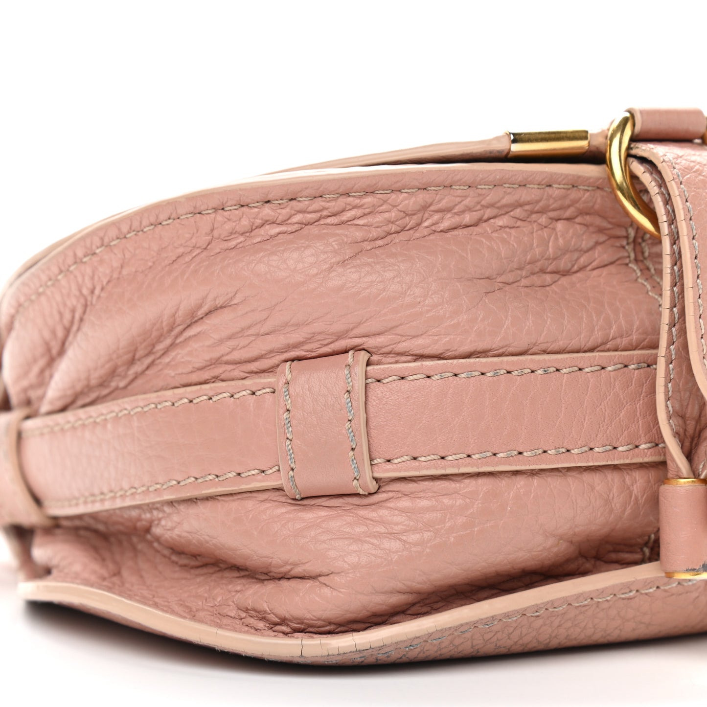 Grained Calfskin Small Marcie Saddle Bag Anemone Pink