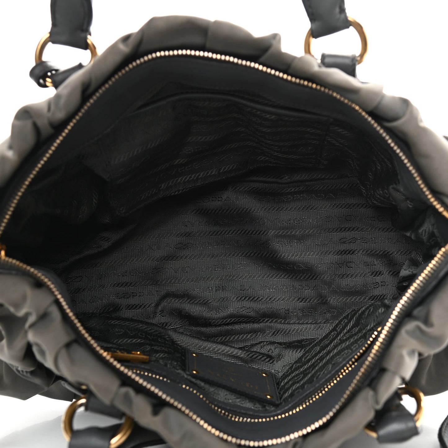 Tessuto Nylon Gaufre Shopping Satchel Fumo