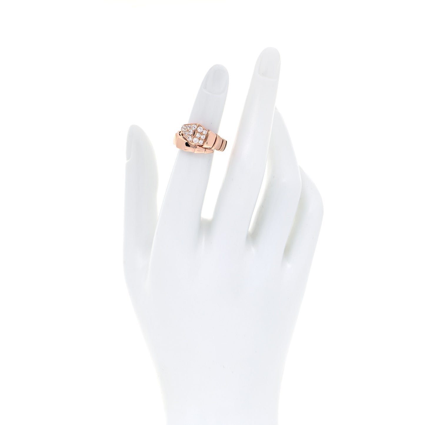 18K Rose Gold Diamond Serpenti Viper Ring S
