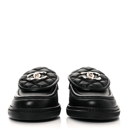 Chanel Lambskin Quilted CC Turnlock Loafers 36 Black 3 of 18