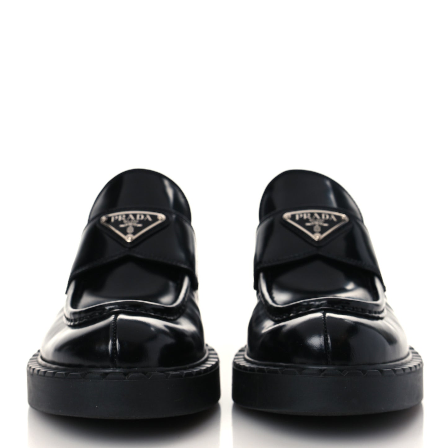 Spazzolato Metal Triangle Logo 50mm Loafers 37 Black