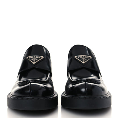 Prada Spazzolato Metal Triangle Logo 50mm Loafers 37 Black 2 of 9
