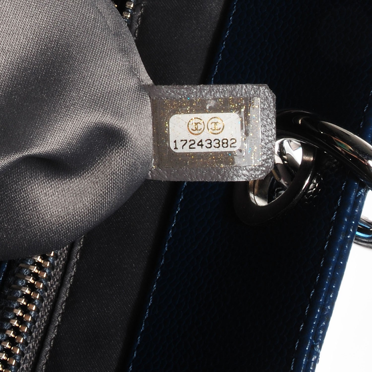 Chanel Caviar Quilted XL Grand Shopping Tote GST Navy Blue 6 of 7