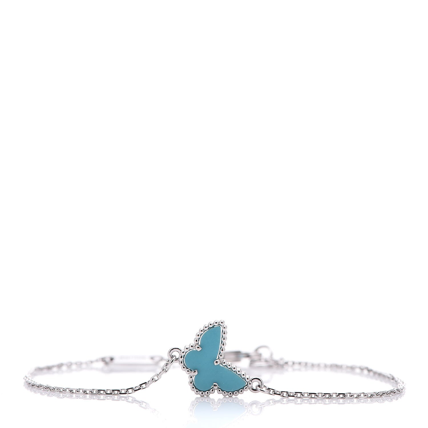 Van Cleef & Arpels 18K White Gold Turquoise Sweet Alhambra Butterfly Bracelet 1 of 8