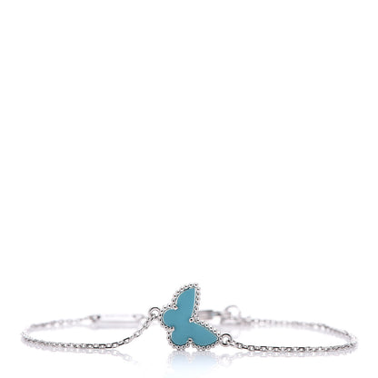 Van Cleef & Arpels 18K White Gold Turquoise Sweet Alhambra Butterfly Bracelet 1 of 8
