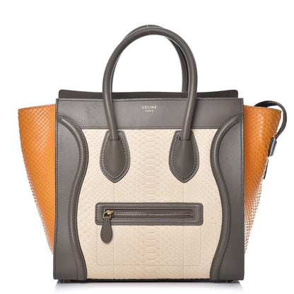 Celine Python Tri-color Mini Luggage Saffron 1 of 10