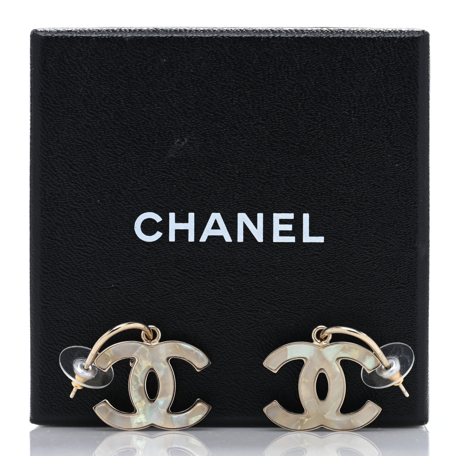 Chanel Pearlized Enamel CC Dangle Earrings Gold 5 of 5