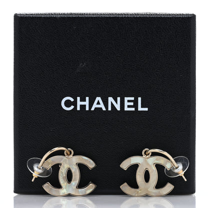 Chanel Pearlized Enamel CC Dangle Earrings Gold 5 of 5