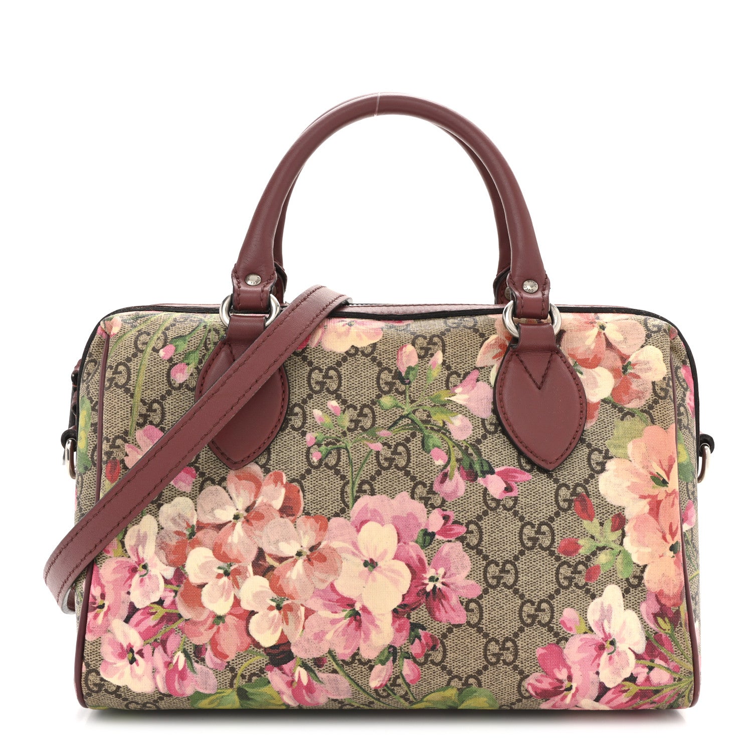 Gucci GG Supreme Monogram Blooms Small Boston Beige Multicolor Dry Rose 1 of 13