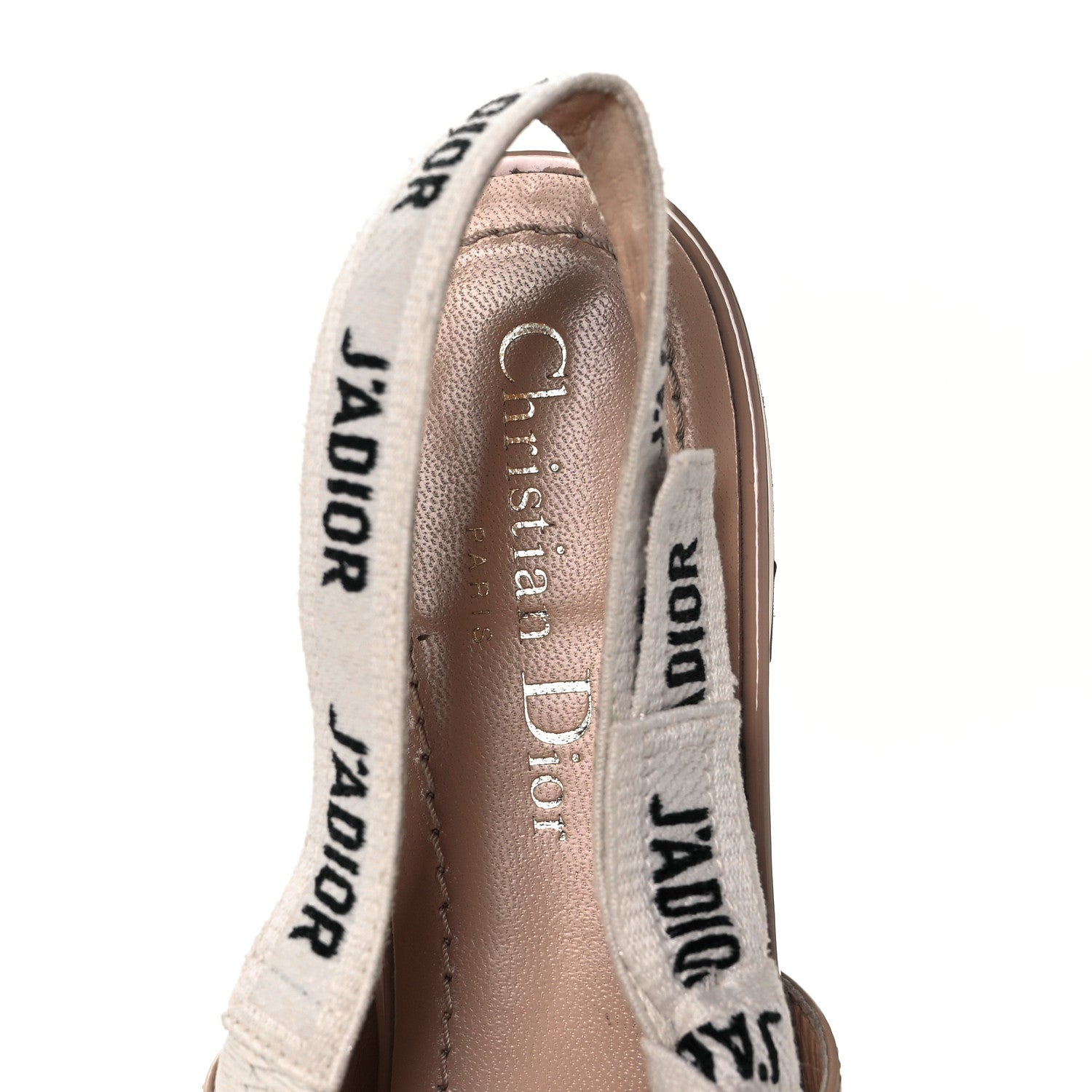 Christian Dior Patent Ribbon J'Adior Slingback Ballet Flats 40 Nude 7 of 9