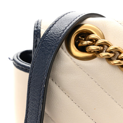 Gucci Vintage Effect Calfskin Matelasse Diagonal Small Torchon GG Marmont Shoulder Bag Mystic White Blue Agata 11 of 14