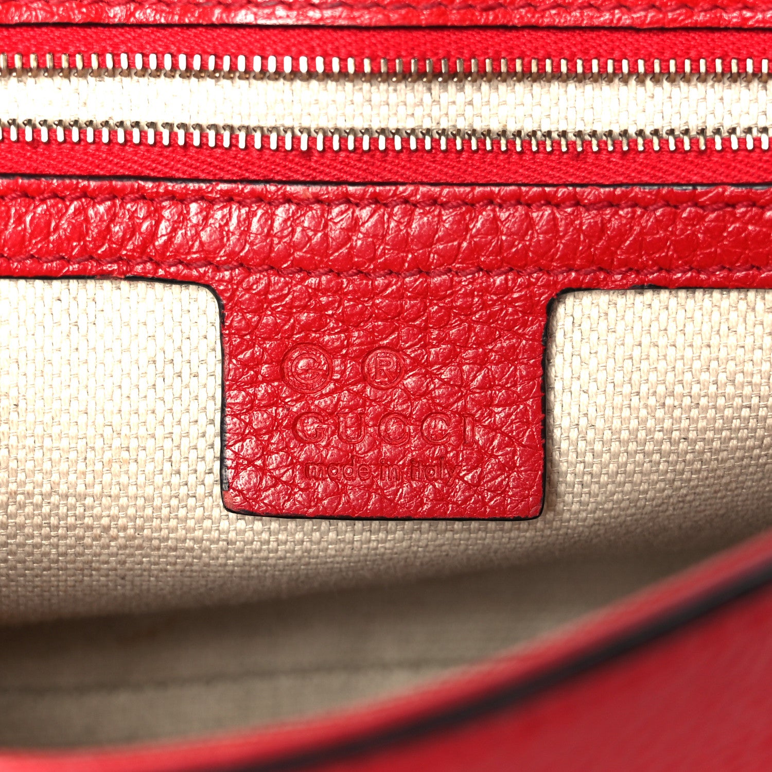 Gucci Pebbled Calfskin Medium Soho Flap Crossbody Vibrant Red 6 of 11