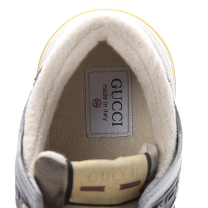 Gucci Metallic Calfskin Suede Womens Ultrapace Sneakers 38.5 Silver Oatmeal 7 of 8