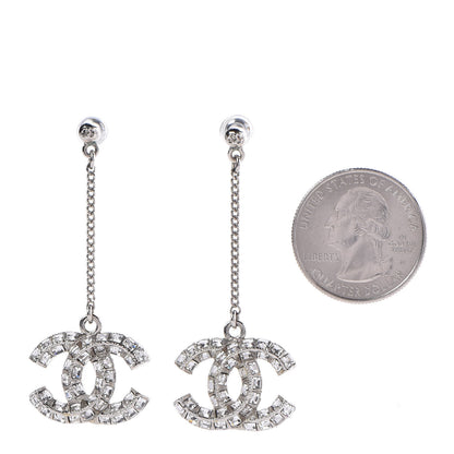 Chanel Baguette Crystal CC Dangle Earrings Silver 2 of 4