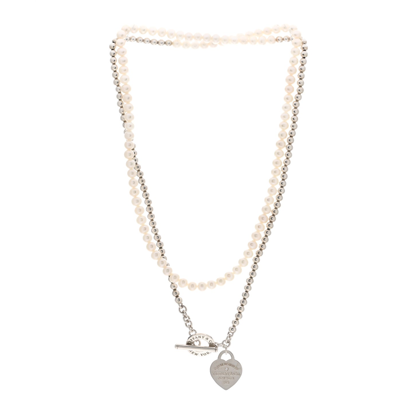 Sterling Silver Diamond Pearl Return to Tiffany Wrap Necklace
