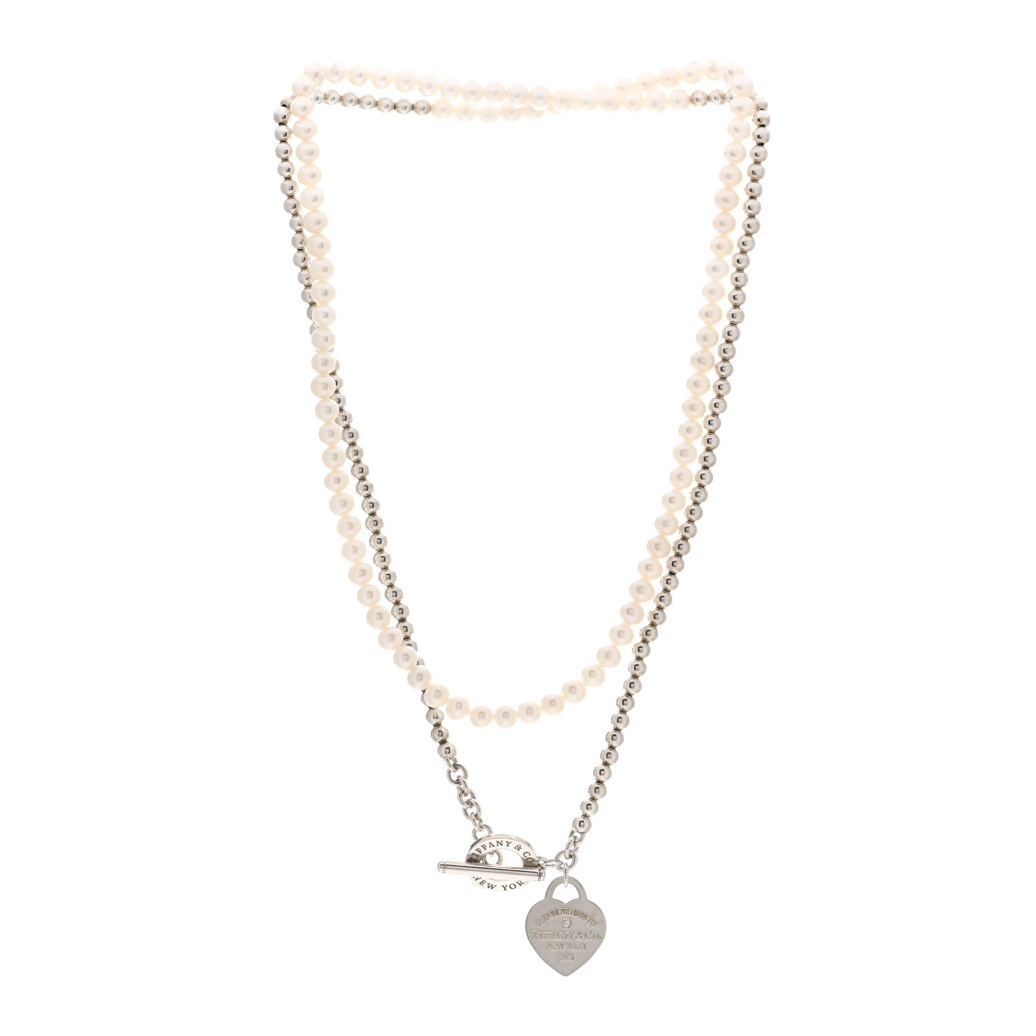 Tiffany Sterling Silver Diamond Pearl Return to Tiffany Wrap Necklace 3 of 4