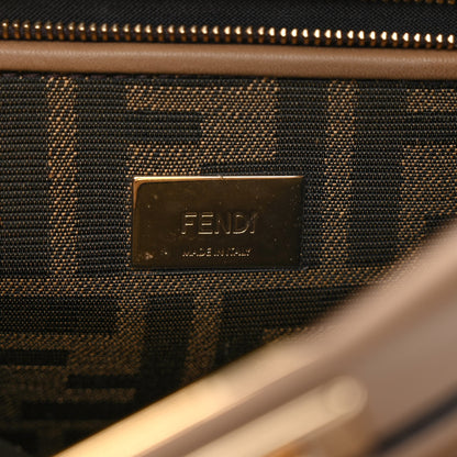 Fendi Vitello Seta Fabric Jacquard FF 1974 Mini Peekaboo Iconic Satchel Sand Tabacco Moro 6 of 10
