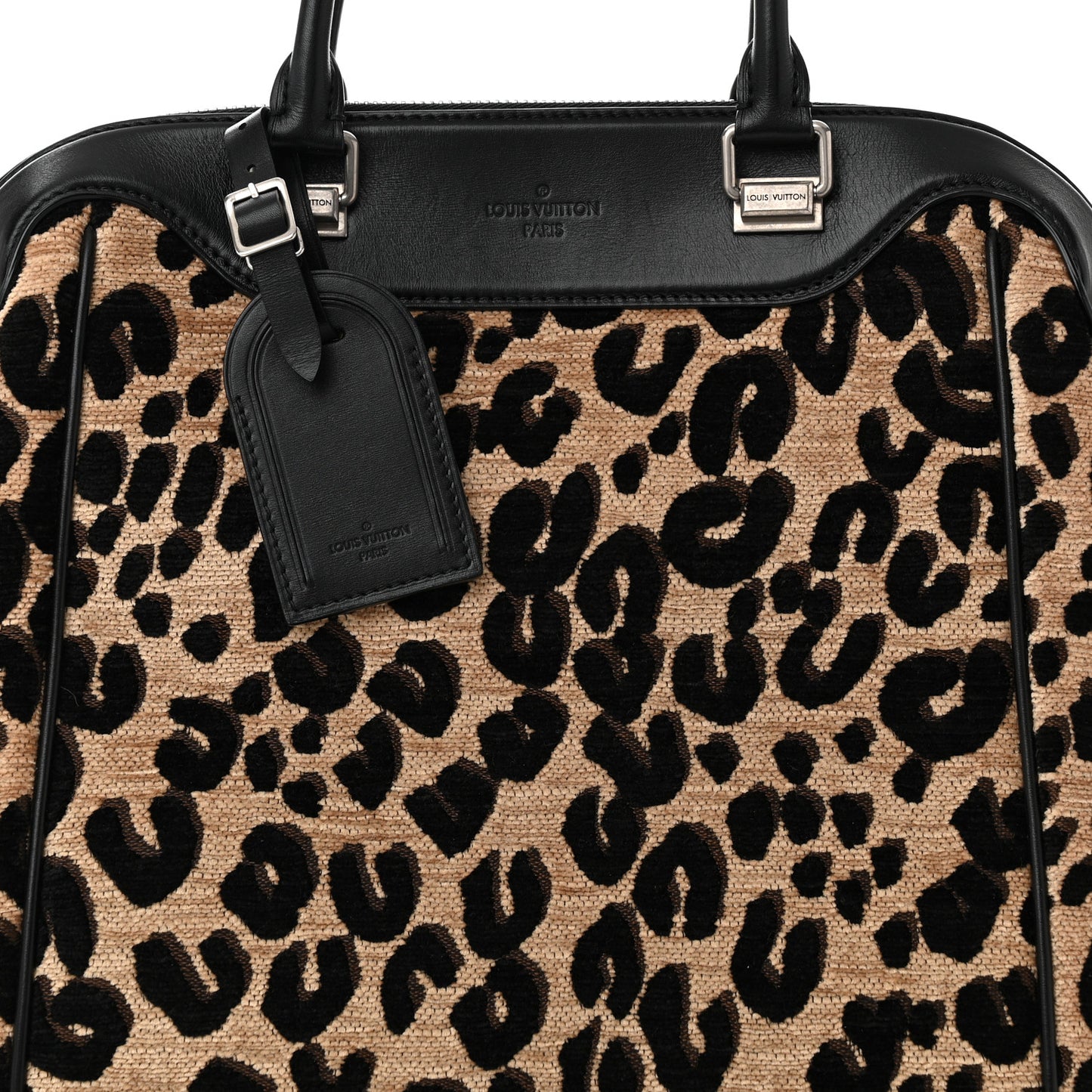 Jacquard Velvet Leopard Print Stephen Sprouse North South Bag Black