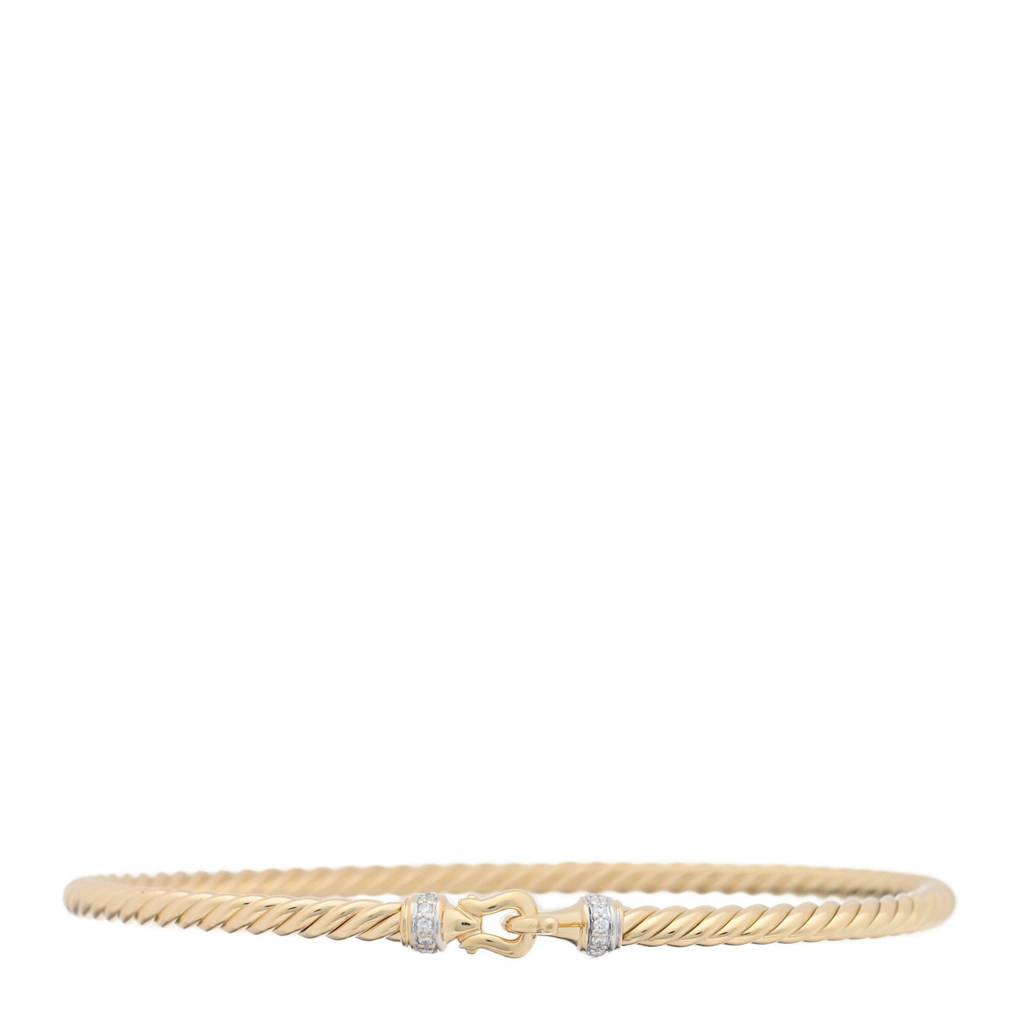 18K Yellow Gold Diamond 2.6mm Cable Collectibles Buckle Bracelet
