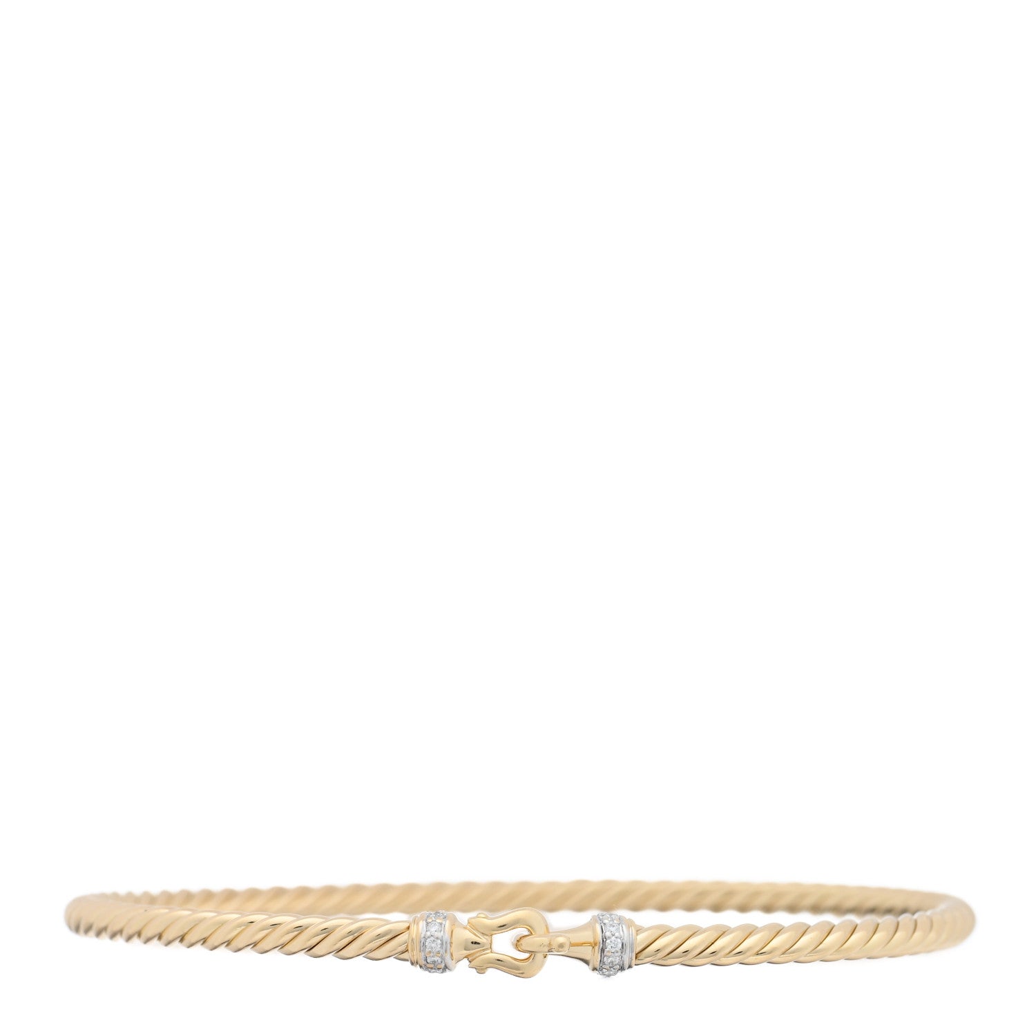 David Yurman 18K Yellow Gold Diamond 2.6mm Cable Collectibles Buckle Bracelet 1 of 4
